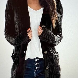 Black Cable Knit Cardigan